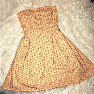 Lilly Pulitzer Yellow &Pink Flower Strapless Dress